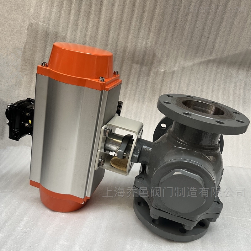 气动三通法兰球阀 气动三通法兰球阀